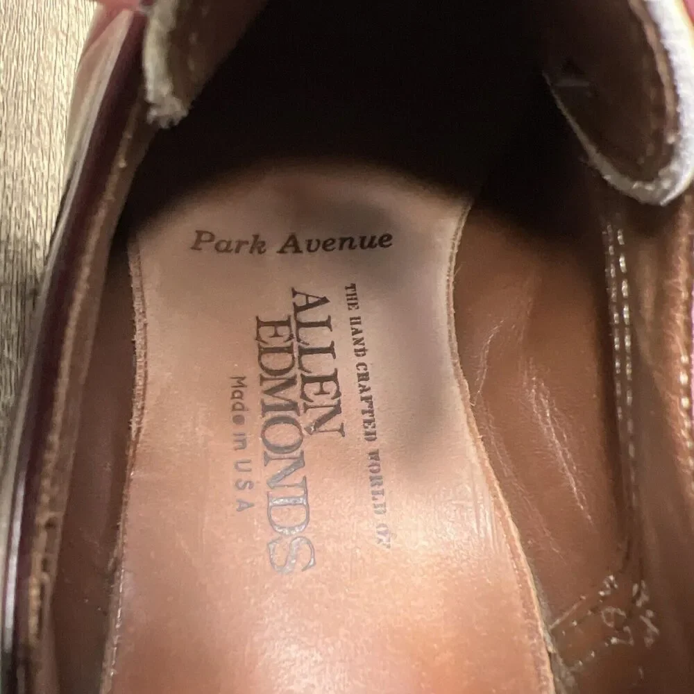Allen Edmonds Park Avenue Burgundy Cap Toe Dress Oxford Leather Shoes Size 8.5 C